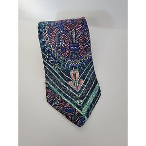 ZEBEDIA Silk tie Made in Italy Colorful Stained Glass Design
